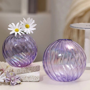 Sur Mesure Coloré <span class=keywords><strong>Plat</strong></span> <span class=keywords><strong>Rond</strong></span> Spirale Verre Orb Globe Sphère Boule <span class=keywords><strong>Vase</strong></span> À Fleurs pour Table Centre De Table Décoration De Ferme - Product Image 4