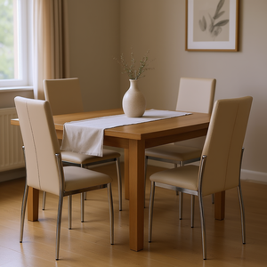 Set di 4 sedie da pranzo Cappuccino in ecopelle con gambe cromate, design moderno e contemporaneo per l'arredamento della sala da pranzo di casa - Product Image 2