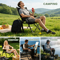 Chaise de camping pliable, chaise d'extérieur portable avec accoudoirs en bois, siège de pique-nique léger et pliable