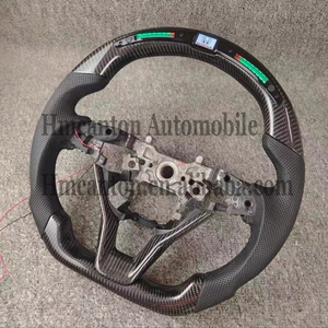 Volant de voiture en cuir perforé en fibre de carbone de qualité supérieure avec LED pour Honda Civic 11e génération - Product Image 4