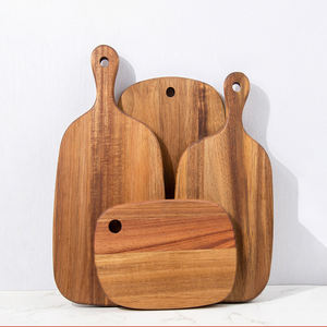 Tabla de cortar de madera de acacia lisa de doble cara personalizada con mango-Bloque de cortar duradero para cocinas domésticas y comerciales - Product Image 1