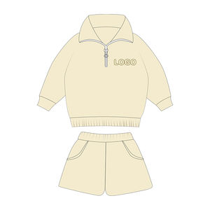 بدلة رياضية مخصصة مخصصة للتطريز للأطفال صبيان من قطعتين بنطال رياضي بسحبين للأطفال - Product Image 3