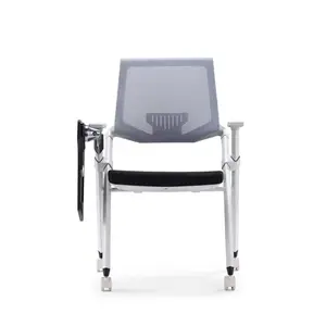 学校项目网状折叠座椅学校家具学生课桌椅训练椅带写字台