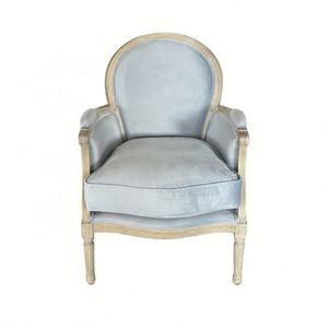 Fauteuil rétro en bois sculpté Ella de Style campagnard français, chaise simple de salon, salle à manger, fauteuil en velours, nouvelle collection - Product Image 3