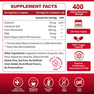 CoQ10 Resveratrol PQQ Kapsülleri E Vitamini BioPerine Formülü Kalp Sağlığı ve Enerji İçin |   Premium Hücresel Destek Özel Marka - Product Image 5