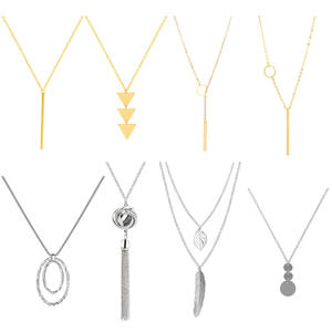 Jewelry 8-Piece Color-Retaining Tassel Geometric Necklace Set <b>Fashion</b> Exaggerated Round Ring Women's <b>Sweater</b> <b>Chain</b> - Product Image 6