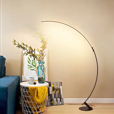 Современная Минималистичная светодиодная дуговая Напольная Лампа, простой креативный черный белый металлический светодиодный напольный светильник