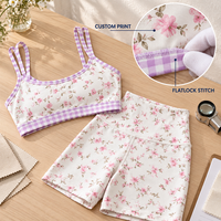 Ensemble de vêtements de sport personnalisé à imprimé floral, durable, 75% nylon, 25% élasthanne, extensible dans les 4 sens, soutien-gorge de sport, short de sport, leggings, vêtements de yoga