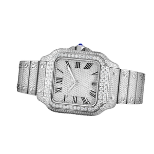 Orologio da Uomo Personalizzato di Alta Qualità con Cristalli di Ghiaccio VVS Moissanite, Meccanico, Cassa Quadrata, Lusso, Stile <span class=keywords><strong>Cartier</strong></span>, 39mm, Hip Hop - Product Image 4