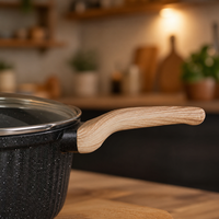 Ensemble de casseroles en granit antiadhésif de haute qualité, 17 pièces, couvercles en verre, fond plat en acier inoxydable, design moderne et luxueux, vente chaude