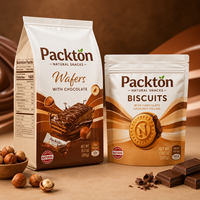 Sacs à fond plat pour biscuits, emballages de gaufrettes, emballages de biscuits, plastique haute barrière, qualité alimentaire, finition mate, impression numérique, fabricant