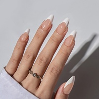 XCOATTIPS Faux Ongles en Gel Souple, Forme Amande Moyenne, French Manucure, Qualité Salon, Nude, à Presser, Vente en Gros