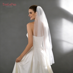 <span class=keywords><strong>Voile</strong></span> de mariée Youlapan V15 élégant et minimaliste, double couche en maille transparente avec peigne à cheveux en métal de haute qualité - Product Image 4