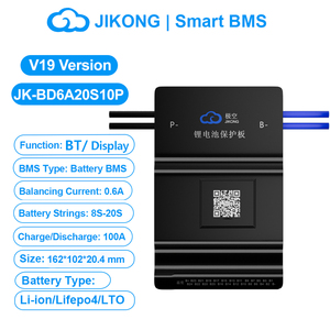 JiKong 0.6A - Placa de gestión de baterías de litio inteligente JK LiFePO4 BMS con balance activo de 7S, 8S, 24S, 100A, 200A, 24V, 36V, 48V, 60V, 72V - Product Image 1