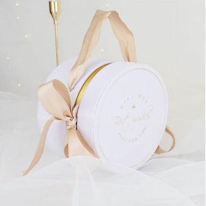 Cao cấp đám cưới handmade Nhung Vòng xi lanh hộp quà tặng với Ribbon Kẹo hoa vàng dập Kraft bao bì các tông hộp - Product Image 3