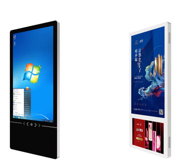 Wall-Mounted Elevator Advertisement Machine with 2 Screens 18.5+10.1 Inch LCD Display Advertising Media Player