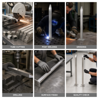 Fabrication métallique sur mesure OEM, poteaux de garde-corps en acier inoxydable pour escalier et balcon extérieur