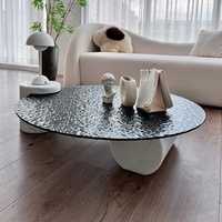 Table basse ronde en verre de style minimaliste européen, design noir, pour salon