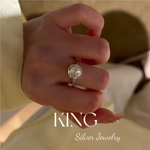 King <b>Silver</b> Jewelry S925 <b>Sterling</b> <b>Silver</b> <b>Ring</b> 3 Carat Diamond Design Wedding Women's Fine <b>Ring</b> - Product Image 5