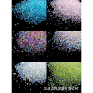 Perles de verre irisées transparentes 20g sans trous, perles à bulles pour nail art DIY, strass colorés scintillants pour manucure - Product Image 2
