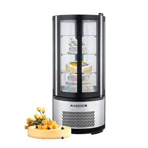 Rotating Shelf Glass Cake Display Fridge Rotating Cake Showcase Display Case Refrigerator With LED Light