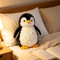 Adorable Peluche Pingouin Kawaii Douce et Moelleuse Noire et Blanche, Animal en Peluche Mignon, Poupée en Peluche Oiseau, Cadeau Personnalisé, Faible MOQ, OEM ODM