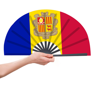 Abanicos Plegables de Bambú con la Bandera de Andorra al por Mayor, Abanico de Mano para Carnaval, Boda, Festival, Fiesta, Agencia de Viajes - Product Image 2