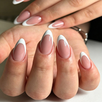 Uñas Postizas de ABS con Diseño Patriótico del 4 de Julio, Rojas, Blancas y Azules, Reutilizables, Cortas, en Forma de Almendra, Virales en TikTok