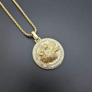 Collares de Moda de Acero Inoxidable con Baño de Oro, Diseño de Cabeza de Lobo, Estilo Hip Hop, Resistentes al Agua, para Hombre, Venta al por Mayor - Product Image 3