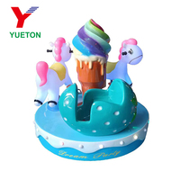 Taman anak-anak Beli hiburan hiburan listrik kecil Merry Go bulat 3 kursi Mini Fairground wahana korsel kecil kuda untuk dijual