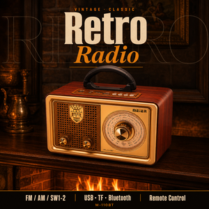 Radio Portátil Retro Vintage AM FM SW de 3 Bandas con Bluetooth, USB, Ranura para Tarjeta TF, Batería Recargable y Control Remoto, Venta al Por Mayor de Fábrica con Certificación CE OEM - Product Image 1