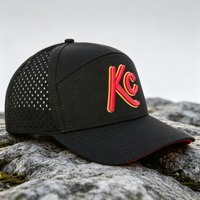 Casquette de baseball unisexe 6 panneaux HS15 en tissu imperméable avec broderie 3D personnalisée pour sports nautiques et surf