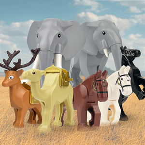 Ciudad Animal Zoo granja MOC bloque de construcción cerdo pollo oveja cocodrilos Panda delfín elefante gorila fruta águila ladrillos Juguetes - Product Image 1