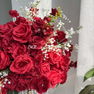 Precio bajo de fábrica, venta al por mayor, eventos de boda, decoración, centro de mesa, rosa roja, Bola de flores artificiales - Product Image 4