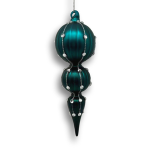 Ornement de Noël en verre soufflé à la main de luxe, perles de cristal, décoration d'arbre, vintage, maison, OEM ODM, couleur personnalisée, usine - Product Image 1