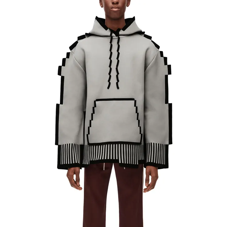 Hoge Kwaliteit Nieuw Design Heren Oversized Fit Sweatshirts 100% Katoen Gepixelde Hoodie In Technisch Breisel