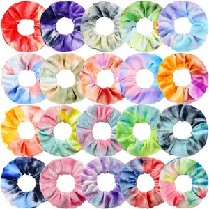 Tie Dye Velvet Chouchous pour cheveux, porte-queue de cheval arc-en-ciel doux, mignon bonbons couleurs élastiques bandes de cheveux pour adolescents et femmes