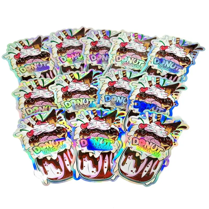 メーカー-ダイカットホログラフィックマイラーバッグ再利用可能なジッパーロック & キャンディー & 食品用の再封可能な生分解性プラスチックパッケージ