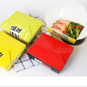 Fast Food Biodegradable Container Recycle Box Original Color Kraft Paper Container Food karton wegnehmen lebensmittel box