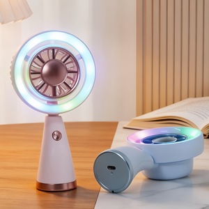 Ventilateur de bureau Lingpan avec lumière LED, rechargeable, alimenté par USB, ventilateur portatif pour étudiants, utilisation en extérieur - Product Image 5