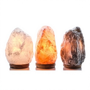 Lámpara de Sal del Himalaya, Forma Natural de Roca, Luz de Cristal Rosa, Decoración para el Hogar, Base de Piedra Natural - Product Image 1