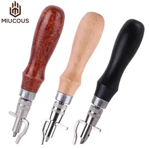 Popular Leather craft tool 7 in 1 wood handle multifunctional scraping Leather Tool