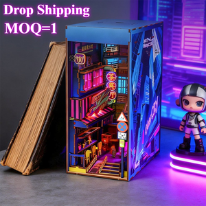 OCHOICE Supporta il Dropshipping MOQ=1 Kit Fai-da-Te in Legno per Angolo Lettura, Casa in Miniatura <span class=keywords><strong>con</strong></span> <span class=keywords><strong>Puzzle</strong></span> 3D e Luce LED per Decorazione Libreria, Regalo - Product Image 1