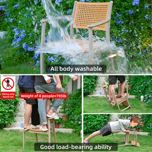 Mesas de aluminio duraderas para exteriores de diseño moderno, juego de <span class=keywords><strong>sillas</strong></span> de jardín de <span class=keywords><strong>PVC</strong></span> impermeables para patio, cafeterías, uso en la playa, Material de madera - Product Image 5