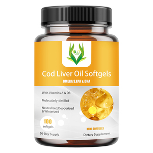 OEM ODM Cod Liver Oil Softgels Omega 3 EPA DHA Vitamin A&D3 Support Heart Glowing Skin Dietary <b>Supplement</b> - Product Image 1