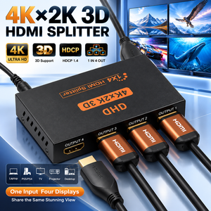 <span class=keywords><strong>Répartiteur</strong></span> Vidéo <span class=keywords><strong>HDMI</strong></span> Haute Vitesse Ultra HD 4Kx2K 4 Ports 1x4 4K30Hz <span class=keywords><strong>HDMI</strong></span> V1.4, 1 Entrée 4 Sorties 4K 3D 1080P - Product Image 1