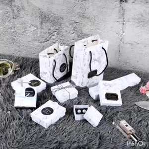 Luxury Paper Cardboard Marble Color Jewelry Packaging <b>Box</b> Gift Boxes Necklace <b>Earrings</b> Bracelet Rings Jewelry <b>Box</b> with Sponge - Product Image 2