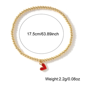 Go2boho Gold Beaded Heart Bracelet Women Love Charm Elastic Bracelet Minimalist Jewelry Gift <strong>for</strong> <strong>Boyfriend</strong> Anniversary <strong>Valentine</strong> - Product Image 5