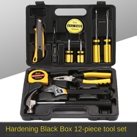 Ensemble d'outils manuels en acier au carbone OEM de 12 pièces, étui rigide noir, pour une utilisation automobile et domestique