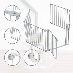 Prodigy Modern Katlanabilir Metal Şömine Güvenlik Bariyeri Düğme Kapatmalı - Küçük Hayvanlar İçin Sağlam ve Kolay Kurulumlu Oyun Alanı - Product Image 4